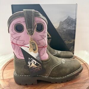 Rocky Legacy 32 Kids Western Boots Brown Pink Lavender Square Toe RKW0408C 3M